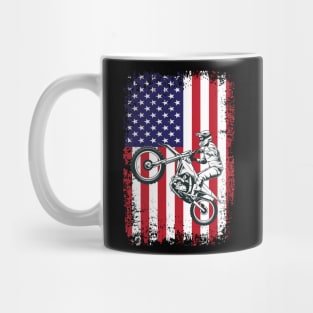 Dirt Bike American Flag Motocross USA Flag Mug